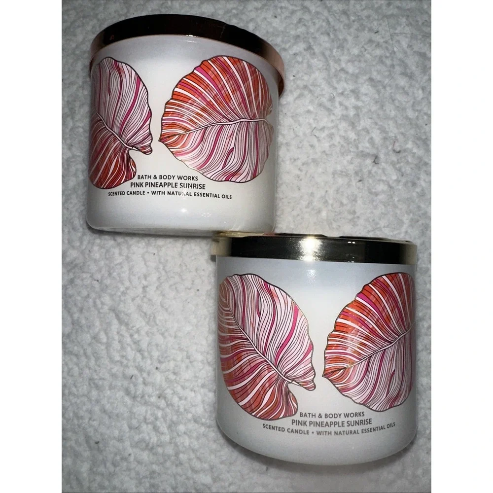 Bath & Body Works Pink Pineapple Sunrise 3-Wick Scented Candle Set of 2 14.5oz